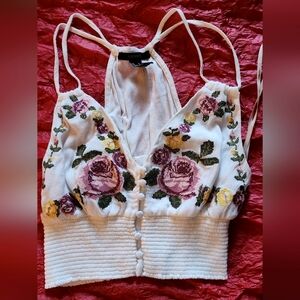 F21 embroidered crop top